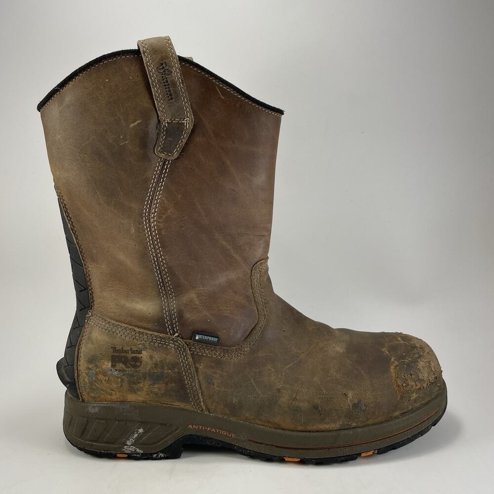 Timberland PRO Helix HD Mens Boots Size 12 Wide Comp Toe Brown Waterproof A1XFX